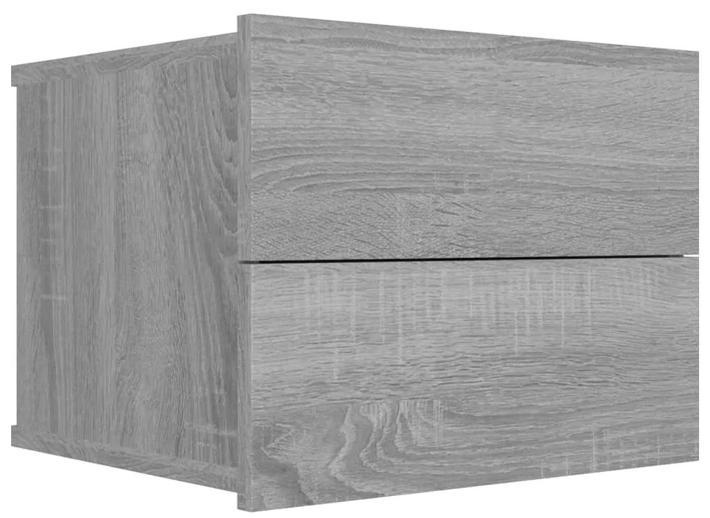 Comodini grigio sonoma 2 pz 40x30x30 cm in legno multistrato