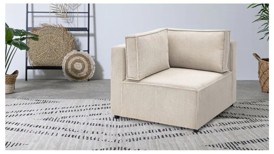 Modulo divano in velluto a coste variabile crema Nihad modular - Bobochic Paris