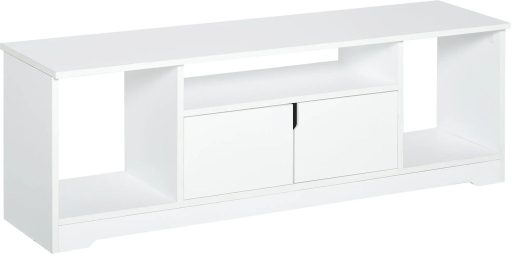 Mobile Porta TV fino a 42" 120x30x41 cm con Armadietto e Ripiani in Legno Bianco...