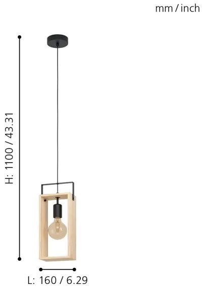 Eglo 43413 - Lampadario a sospensione con filo FAMBOROUGH 1xE27/40W/230V