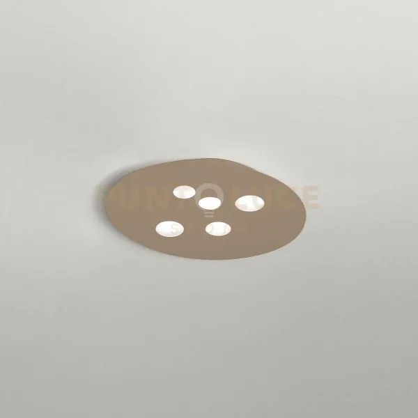 Luna p/m - plafoniera metallo e alluminio tortora  5 luci attacco g...