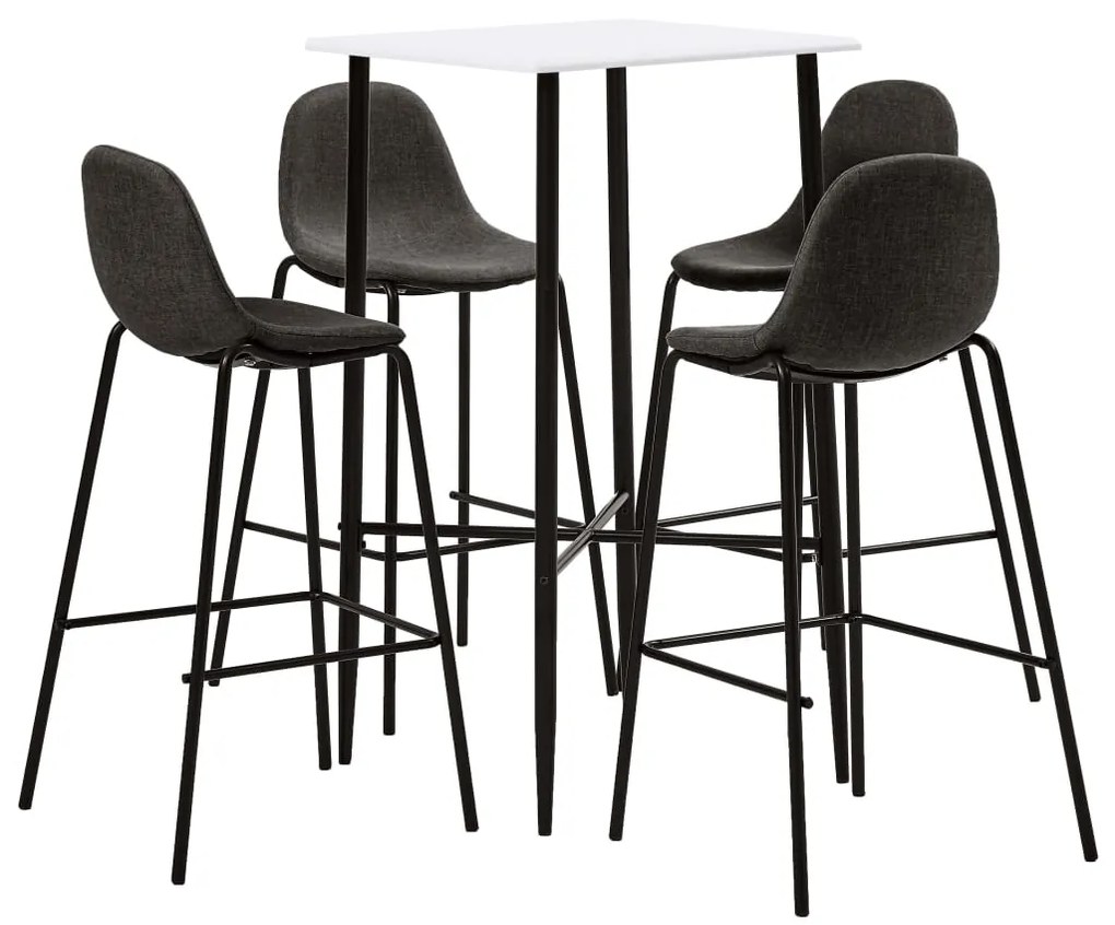 Set Da Bar 5 Pz İn Tessuto Grigio Scuro /