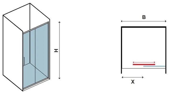 Kamalu - box doccia 170cm nicchia con porta scorrevole k410n