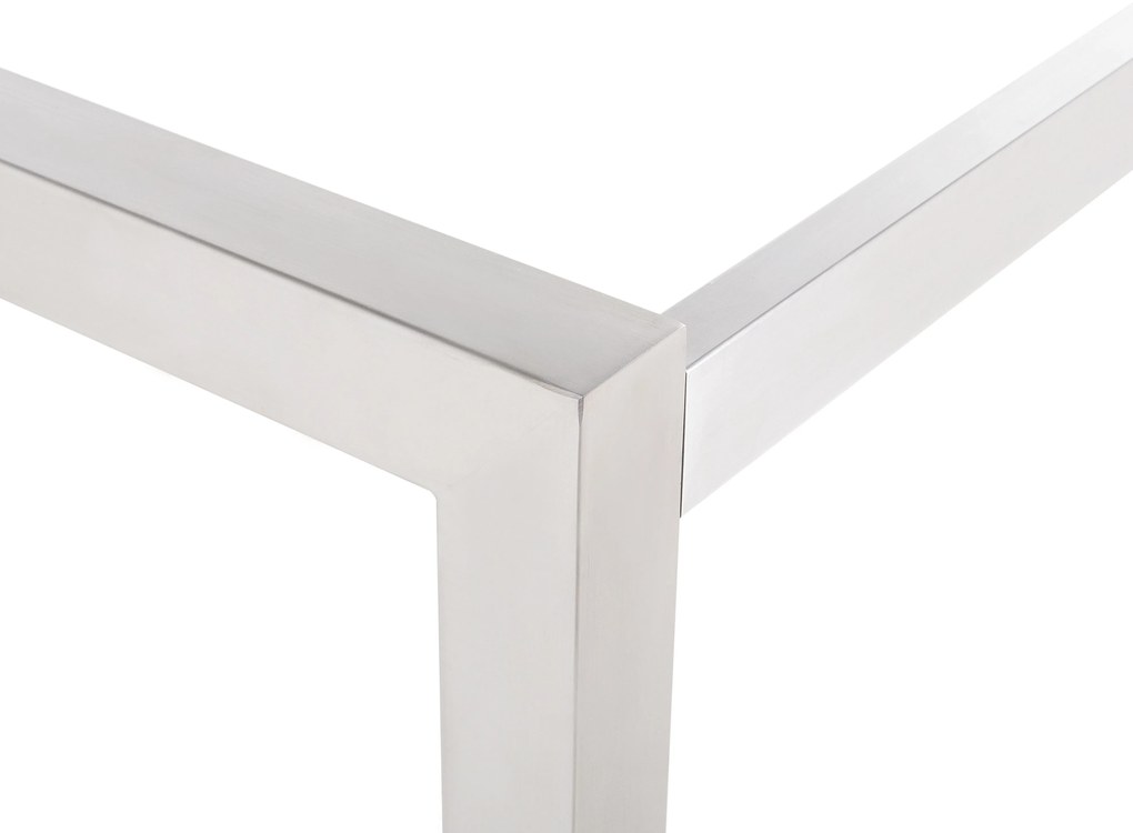 Set di tavolo e 8 sedie da giardino in acciaio basalto e fibra tessile beige nero lucido 220 cm GROSSETO Beliani