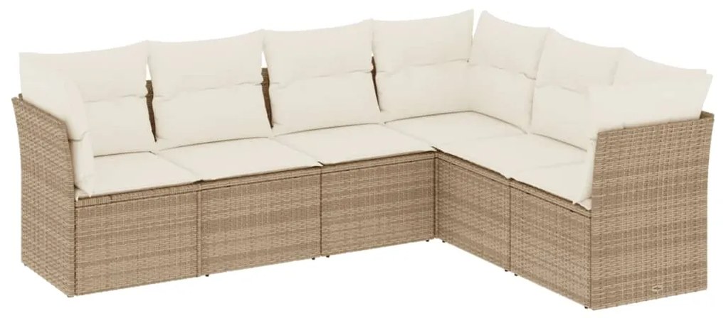 Set divano da giardino 6 pz con cuscini beige in polyrattan