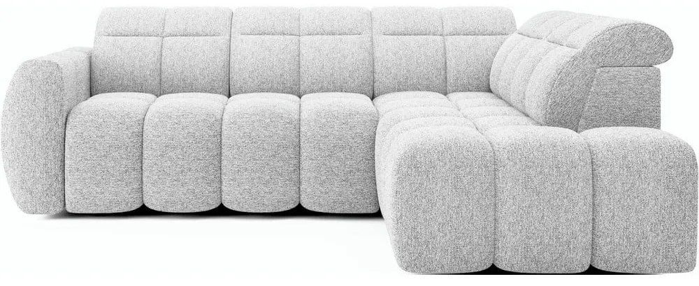 Divano angolare grigio chiaro allungabile/con contenitore (con penisola a destra/a L) e rivestimento in bouclé Falconn – ELTAP