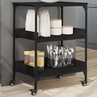 Carrello da Cucina Nero 60x41x80,5 cm in Legno Multistrato 842401