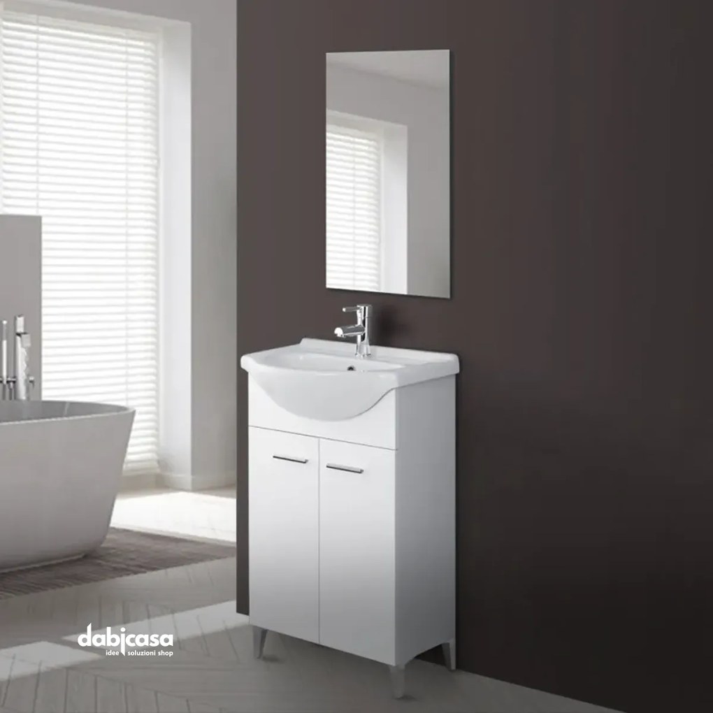 Mobile Bagno "Stella" da 56 cm Colore Bianco Lucido 2 Ante