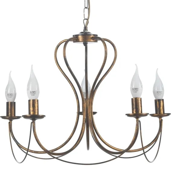 ONLI - Lampadario a sospensione con catena CANDELA 5xE14/6W/230V bronzo