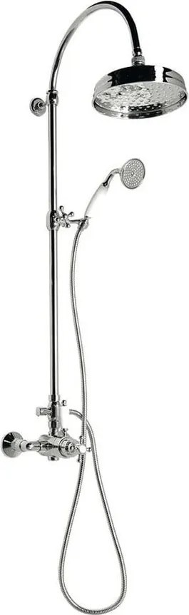 Set per doccia in ottone in argento lucido con rubinetto termostatico, soffione doccia e doccetta 142 cm Antea – Sapho