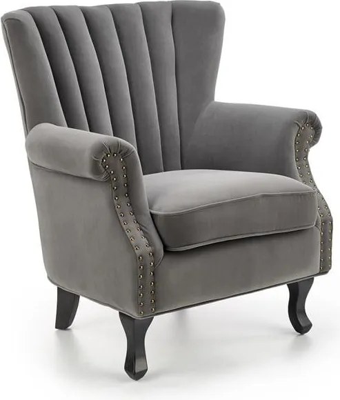 Poltrona Titan in velluto grigio - H87 cm