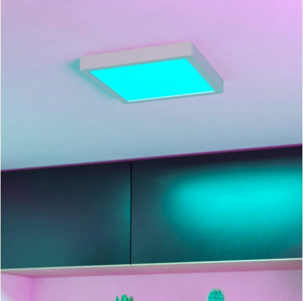 Eglo 901378 -LED RGBW dimmerabile, plafoniera con vetro fumé FUEVA-Z LED/10,5W/230V 22x22cm IP44 bianco