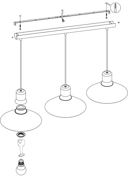 Eglo 99512 - Lampadario su corda ABREOSA 3xE27/28W/230V