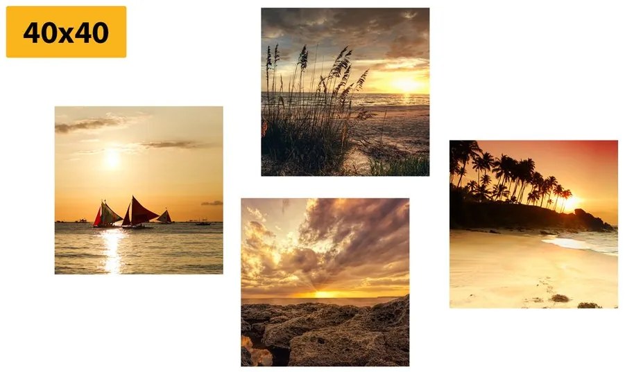 Set di quadri – Tramonto incantevole al mare