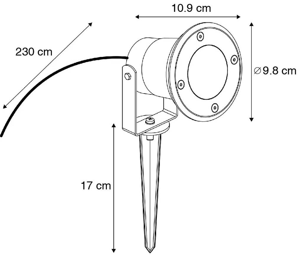 Faretto da giardino nero con cavo e spina 230 cm IP65 - Basic