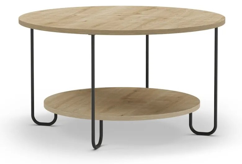 Tavolino rotondo con piano in rovere naturale ø 80 cm Tonka - Marckeric