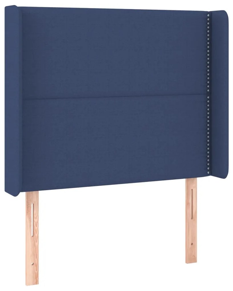 Testiera ad orecchio blu 83x16x118/128 cm in tessuto