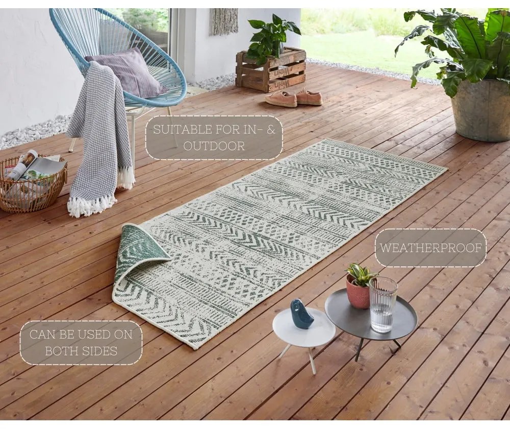 Tappeto per esterni verde e crema , 80 x 250 cm Biri - NORTHRUGS