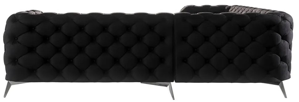 Divano angolare nero con rivestimento in velluto Chelsea – Ropez