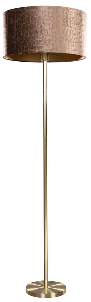 Lampada da terra ottone con paralume in velluto stampa coccodrillo 50 cm - Simplo