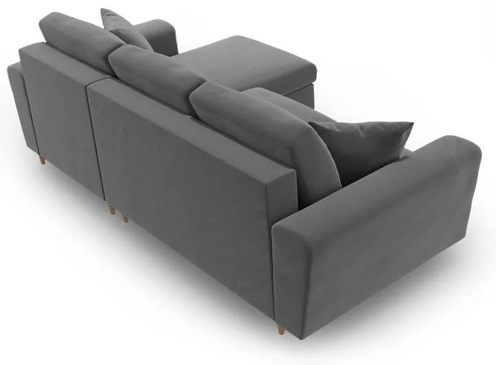 Divano angolare grigio chiaro allungabile e con contenitore con rivestimento in velluto Kyoto – Cosmopolitan Design