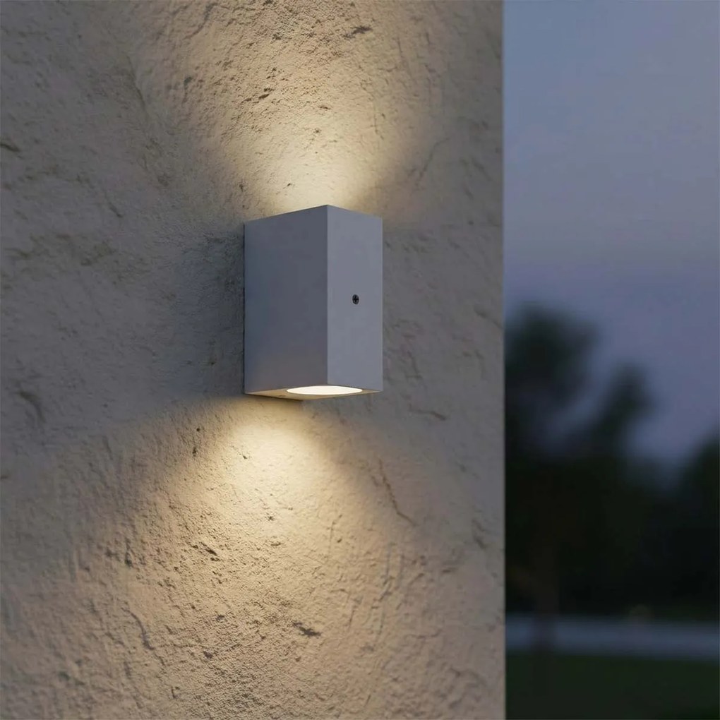 Applique Rettangolare 2xGU10 con Sensore Crepuscolare IP65 - Bianco