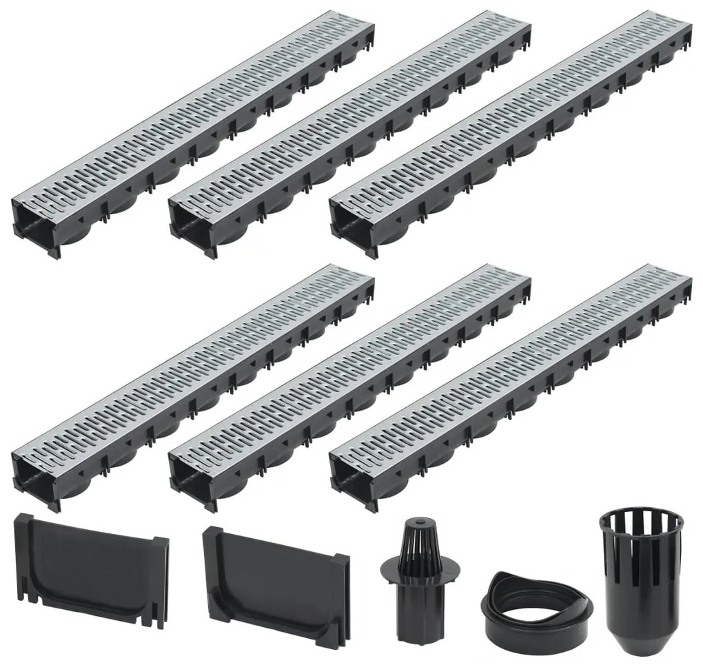 Canalette Di Drenaggio 6 Pz Acciaio Zincato 6 M /