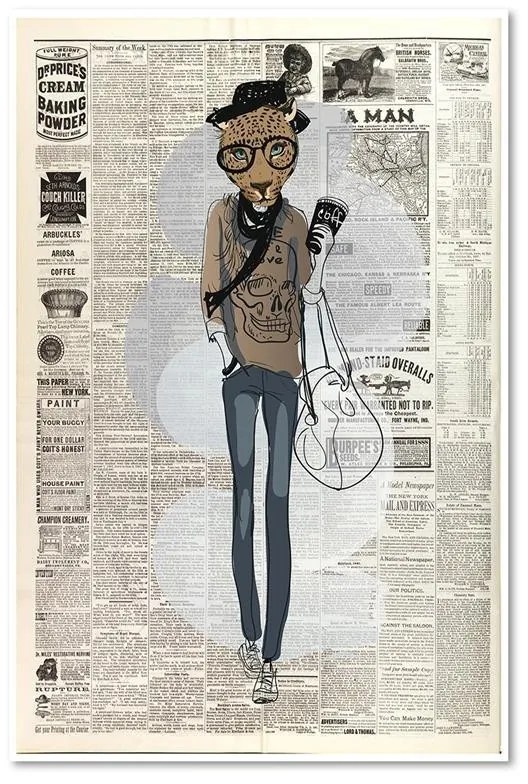 Quadro su tela, Giornale leopardo hipster