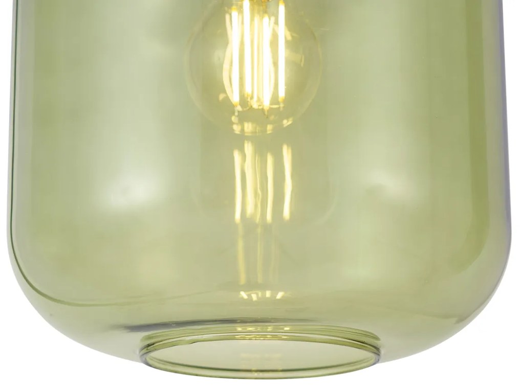 Lampada a sospensione Hotel Chic nera e oro con vetro verde 5 luci - Zuzanna