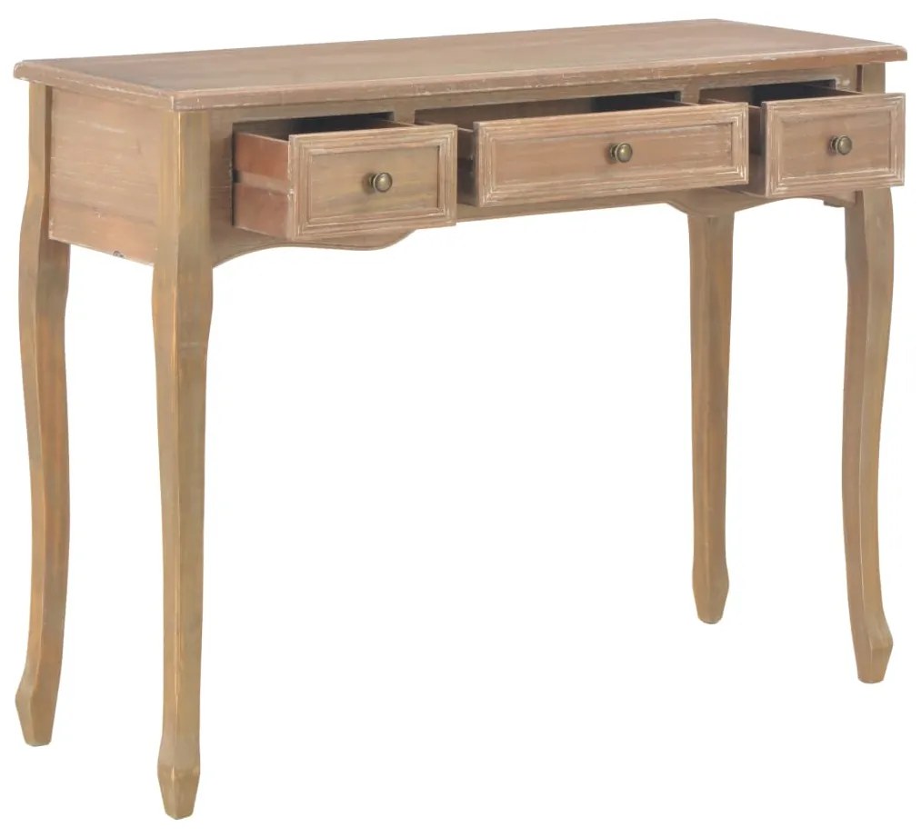 280047 dressing console table with 3 drawers brown