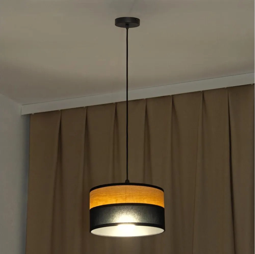 Lampada a sospensione con cavo ALBA 1xE27/15W/230V diam. 25 cm nero/marrone