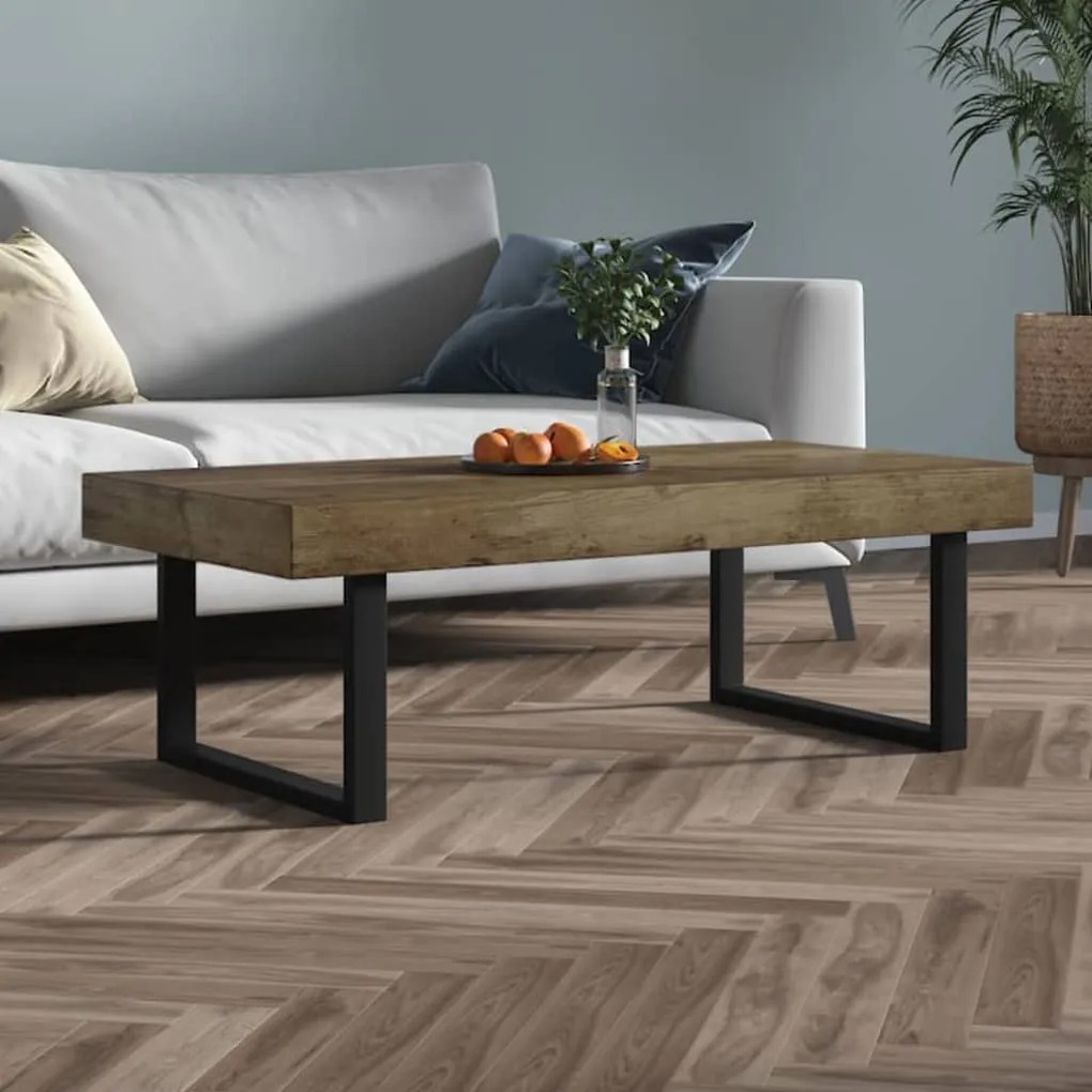 Tavolino Salotto Marrone Scuro E Nero 120x60x40 Cm Mdf E Ferro /