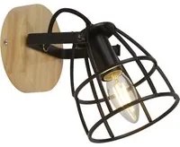 Applique Industrial-Nordico Visione Acciaio Nero Marrone 1 Luce E14