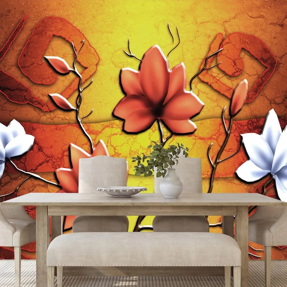 Carta da parati autoadesiva – Fiori in stile etnico