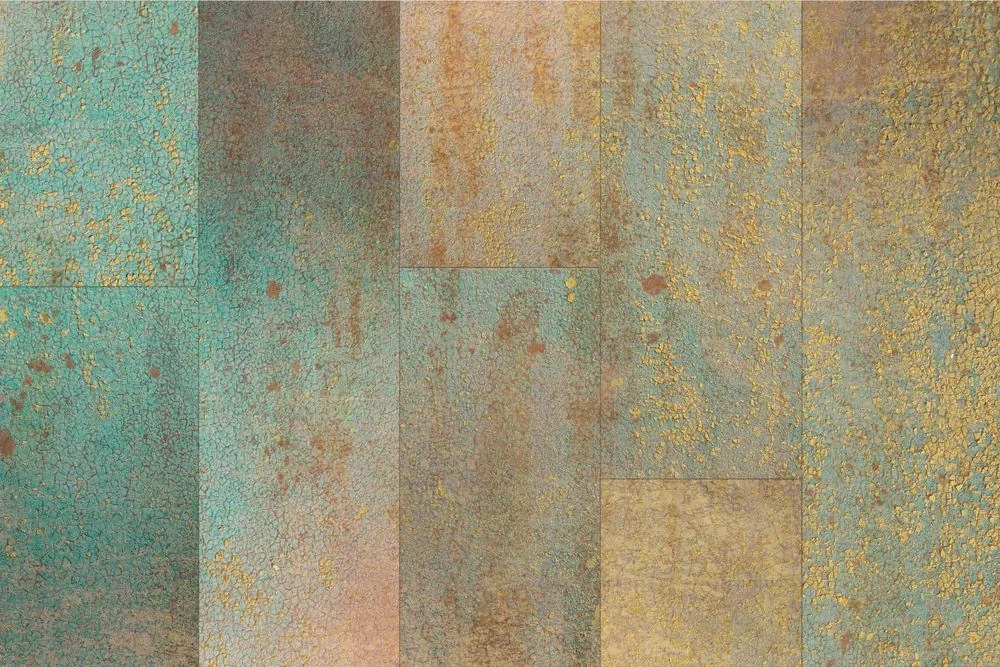 Carta da parati – Muro turchese-rame