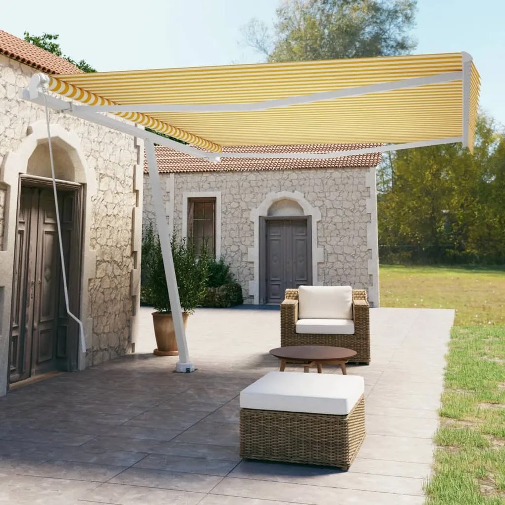 Tenda Da Sole Manuale Autoportante 450x350 Cm Gialla/bianca /