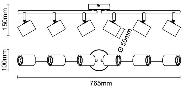 Brilliant - Lampada con 6 faretti KERRY 6xE27/40W/230V nero/bambù