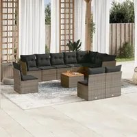 Set Divani da Giardino 11 pz con Cuscini in Polyrattan Grigio 3223701