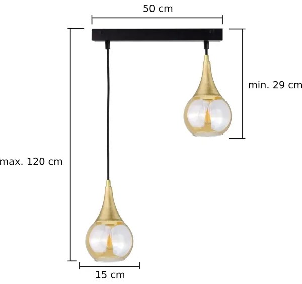 Lampadario a sospensione con filo LACRIMA HONEY 2xE27/60W/230V