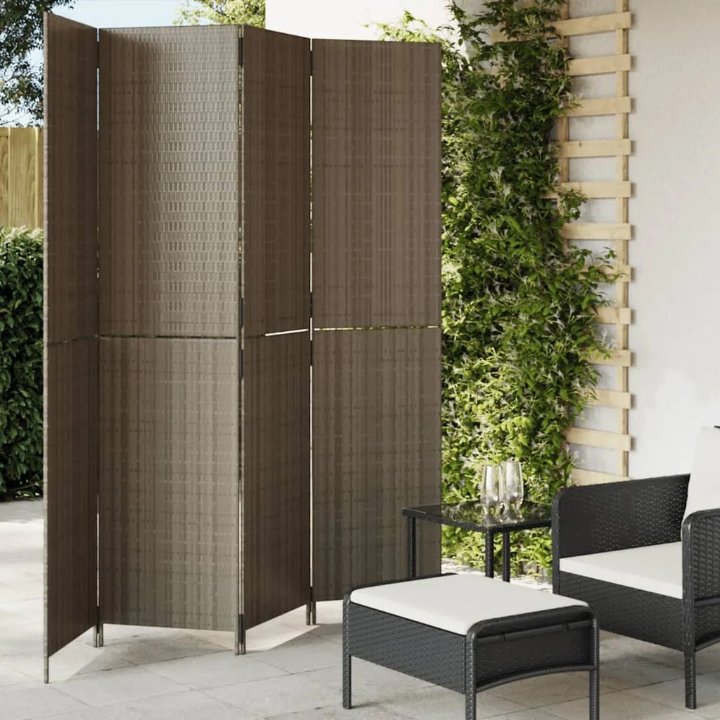 Divisorio Per Ambienti A 4 Pannelli Grigio İn Polyrattan /