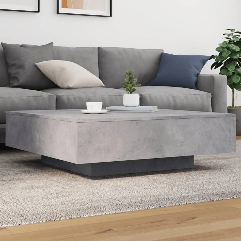 Tavolino Salotto Grigio Cemento 100x100x31 Cm Legno Multistrato /