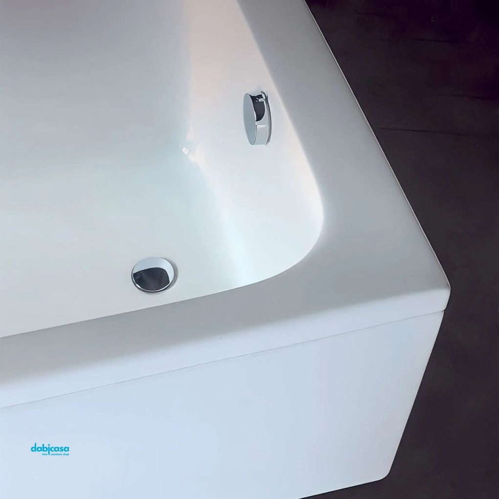 Treesse "App" Vasca Da Bagno 170x70 Con Telaio Pannello Frontale e 1 Pannello Laterale Bianco Lucido