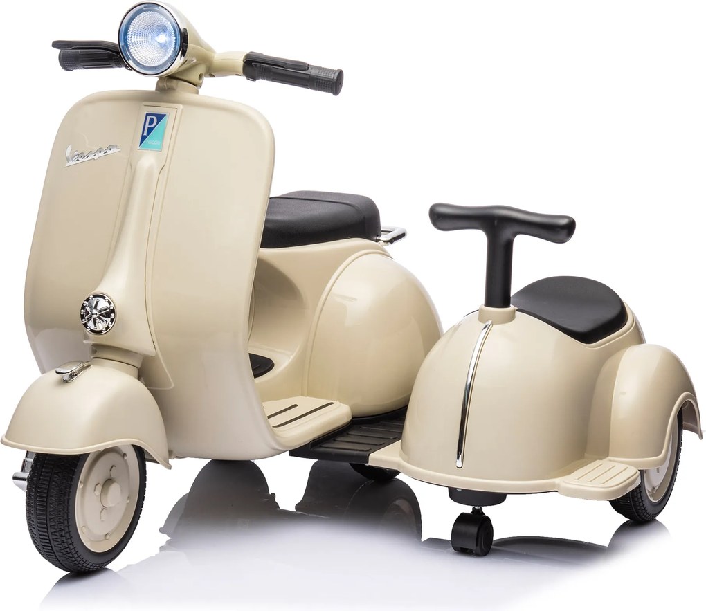 Piaggio Vespa con Sidecar Small Elettrica 6V per Bambini Crema...
