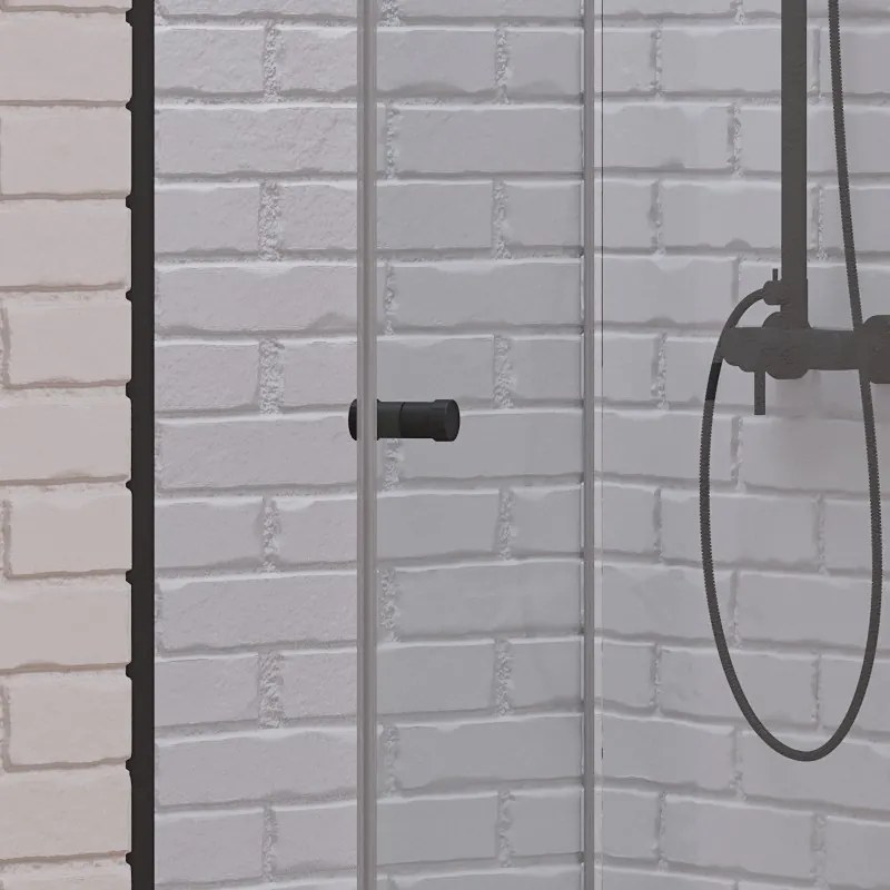Kamalu - Porta doccia a libro 80 cm colore nero altezza 200h | KAM-KS700N