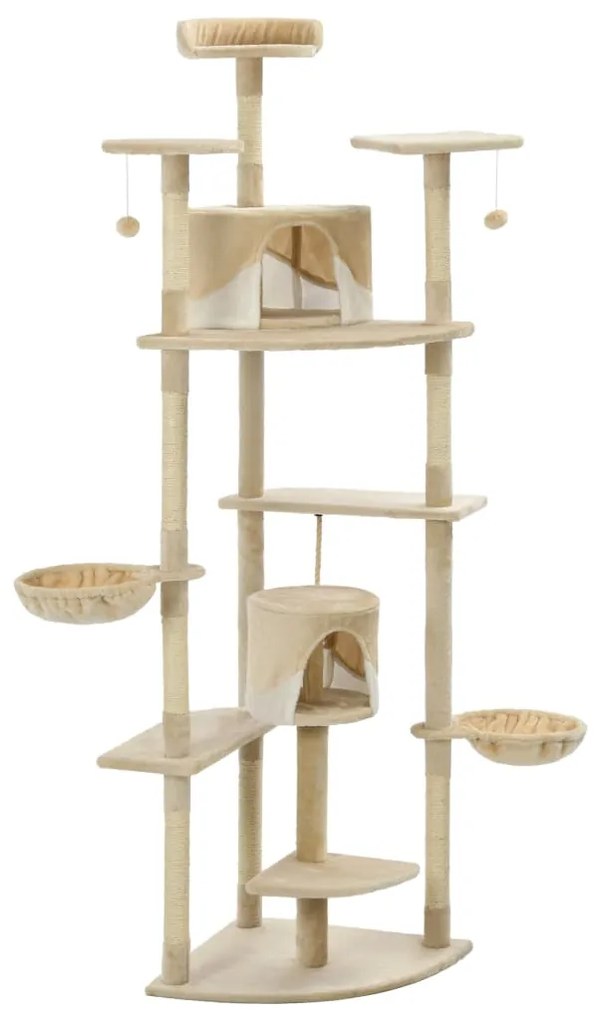 Albero per gatti e tiragraffi in sisal 203 cm beige e bianco