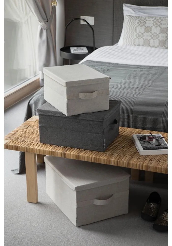 Scatola con coperchio beige in tessuto 35x26x19 cm Soft Storage – Bigso