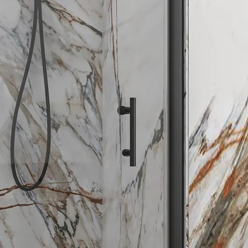 Kamalu - Porta doccia battente 90 cm colore nero altezza 200h | KS2800N