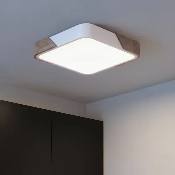 Brilagi - Plafoniera LED dimmerabile PILANA LED/48W/230V rovere/bianco 42x42 cm + telecomando