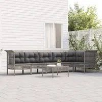 Set Divani da Giardino 7 pz con Cuscini in Polyrattan Grigio 3187510