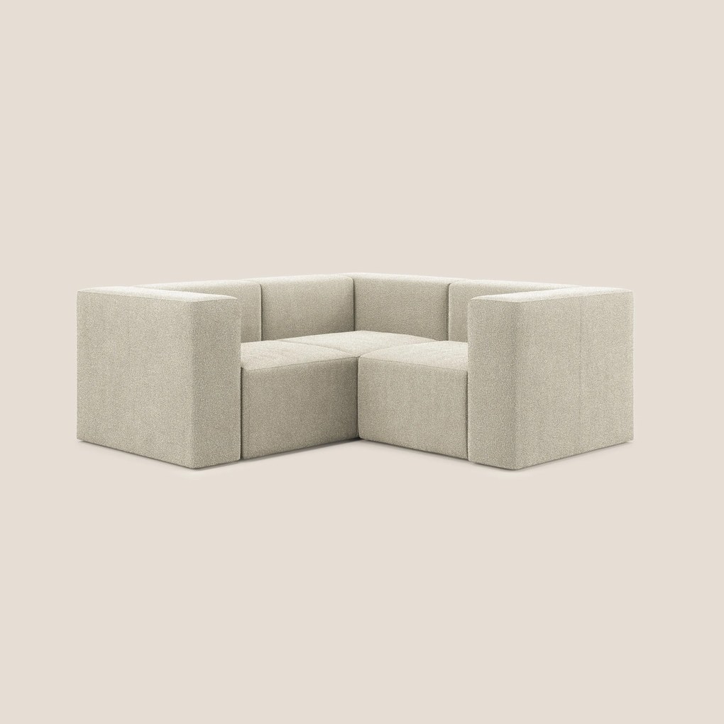 Nettuno divano angolare reversibile e modulare componibile in morbido tessuto bouclè T07 beige